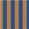 Papel pintado de rayas efecto lino azul y bronce