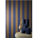 Linen-effect striped wallpaper in blue and bronze · Casamance Rayures 78060814