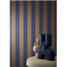 Papier peint à rayures aspect lin bleu et bronze · Casamance Rayures 78060814