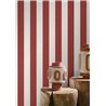 Linen-look striped wallpaper in red and white · Casamance Rayures 78061018