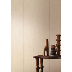 Papier peint à rayures sur chevron tissé, aspect lin beige 2