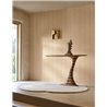 Fine stripes on woven chevron, linen-look in warm hazelnut · Casamance Rayures 78082246