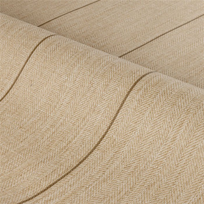 Fine stripes on woven chevron, linen-look in warm hazelnut · Casamance Rayures 78082246