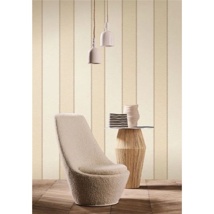 Rayures larges aspect lin, ivoire et beige · Casamance Rayures 78092446