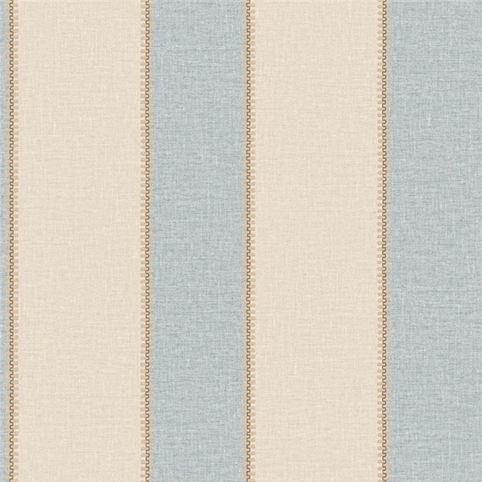 Papier peint haut de gamme à larges rayures, aspect lin, beige et bleu clair · Casamance Rayures 78092548