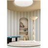 Papel pintado a rayas anchas con aspecto lino en beige y azul claro · Casamance Rayures 78092548