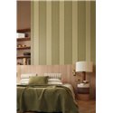 Breit gestreifte Tapete in Khaki und Beige mit Leinenoptik und Zickzackstich · Casamance Rayures 78092854