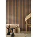 Tapete mit Leinenoptik und breiten Streifen in Tabak und Beige · Casamance Rayures 78092956