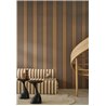 Papel pintado a rayas con aspecto de lino, franjas tabaco y beige con pespunte · Casamance Rayures 78092956