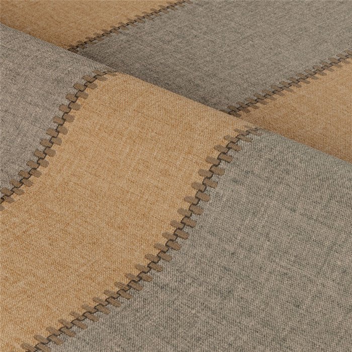 Papier peint à rayures, aspect lin chiné tabac et beige, effet surpiqué · Casamance Rayures 78092956