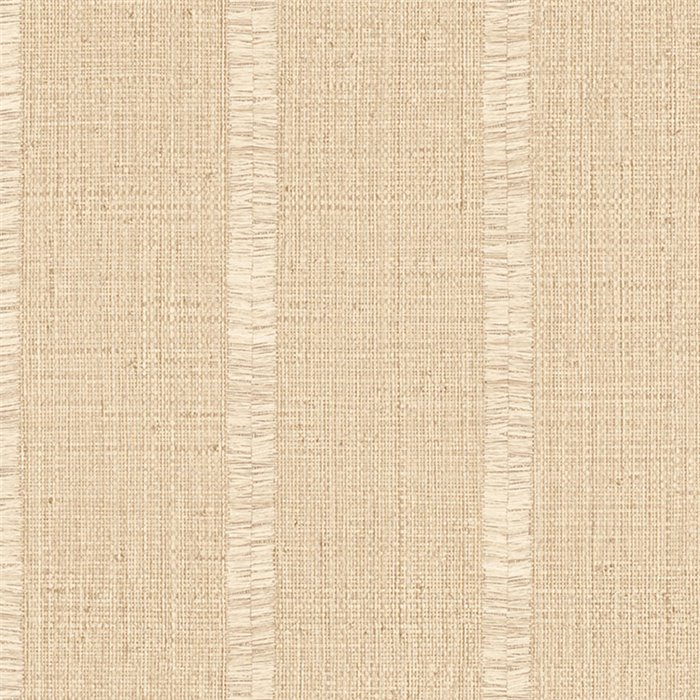 Papel pintado de rayas desflecadas con efecto rafia en arena · Casamance Rayures 78103262