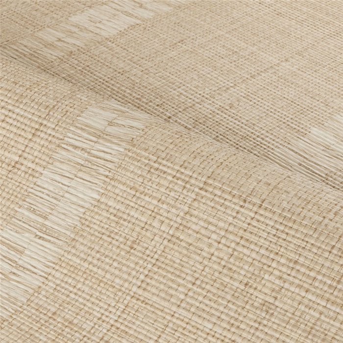 Fringed stripes on a raffia-effect ground, sand · Casamance Rayures 78103262
