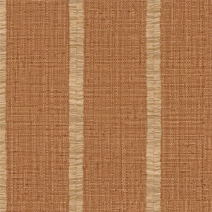 Papel pintado efecto rafia con rayas siena desflecadas · Casamance Rayures 78104078