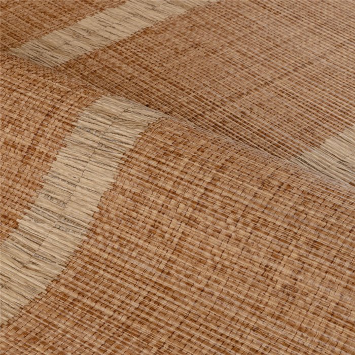 Raffia‑effect striped wallpaper in sienna with fringed bands · Casamance Rayures 78104078