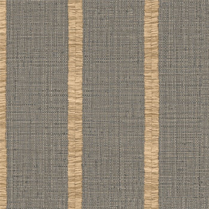 Raffia-effect wallpaper with fine fringed stripes in anthracite · Casamance Rayures 78104180