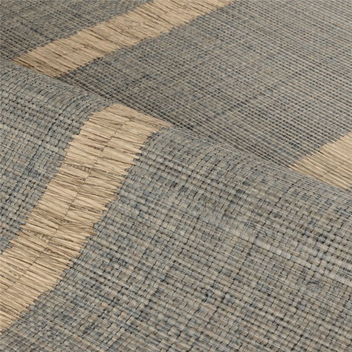 Tapete in Raffia-Optik mit feinen ausgefransten Streifen in Anthrazit · Casamance Rayures 78104180
