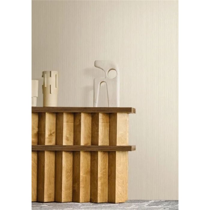 Papel pintado en marfil de rayas fil a fil con aspecto de yute · Casamance Rayures 78114282