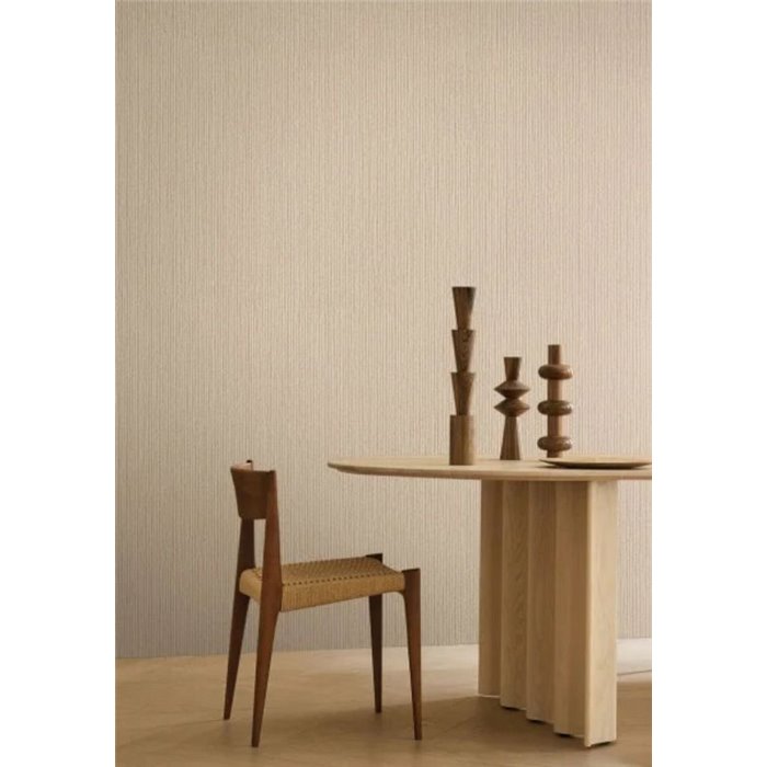 Tapete in Beige mit Fil-à-Fil-Streifung und Jute-Optik · Casamance Rayures 78114384