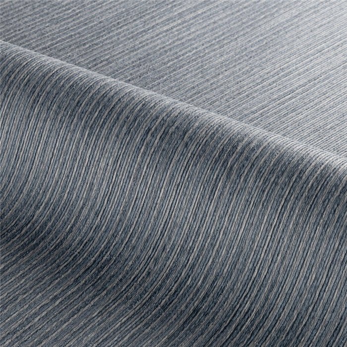 Deep blue-grey fil-à-fil pinstripe wallpaper with a jute-look · Casamance Rayures 78114690