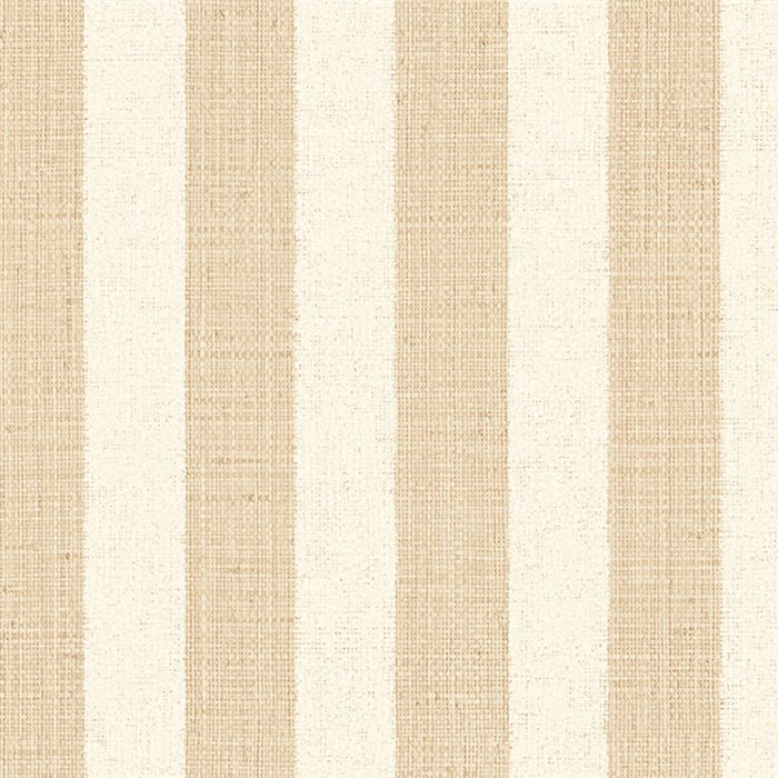 Hand-painted stripe wallpaper with raffia effect in sand · Casamance Rayures 78124792