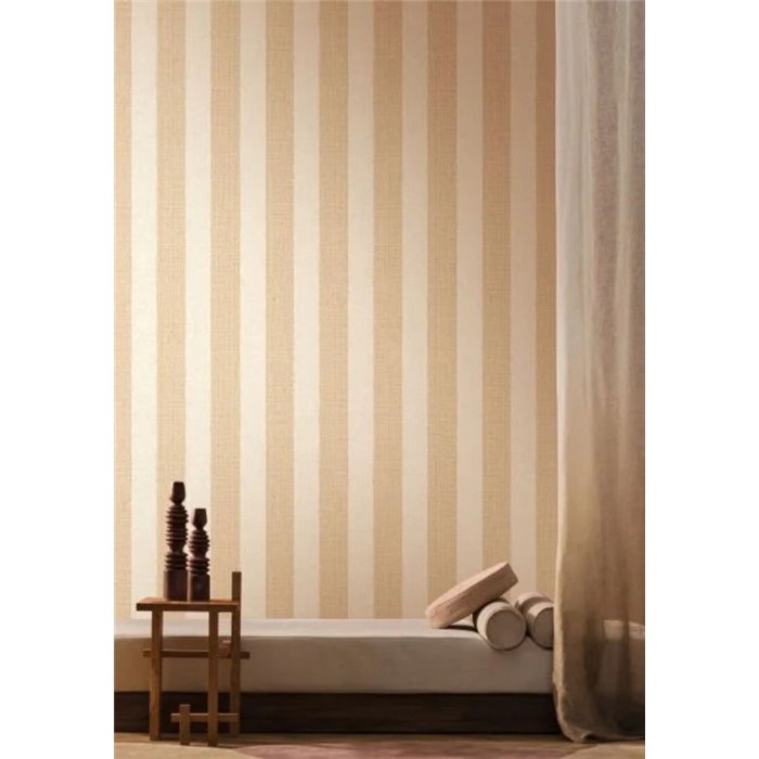 Papier peint à rayures peintes effet raphia sable · Casamance Rayures 78124792