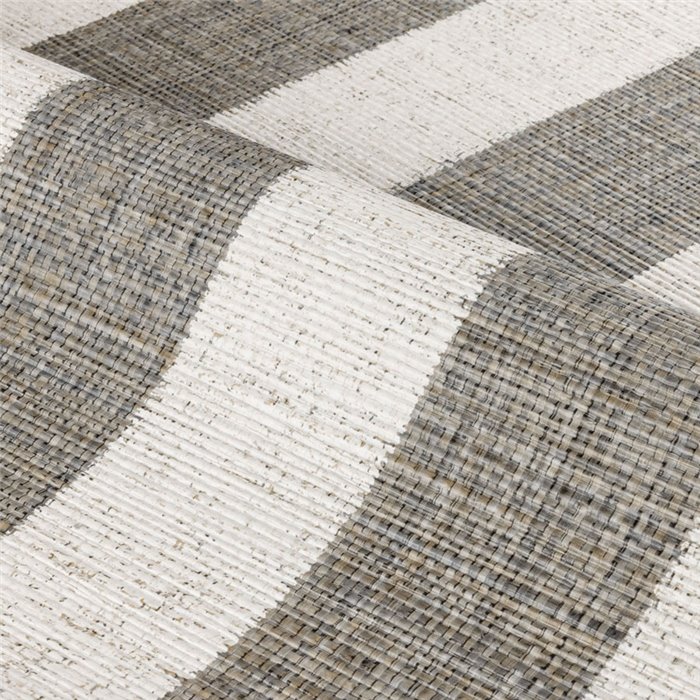 Papel pintado efecto rafia con rayas pintadas en antracita · Casamance Rayures 78124996