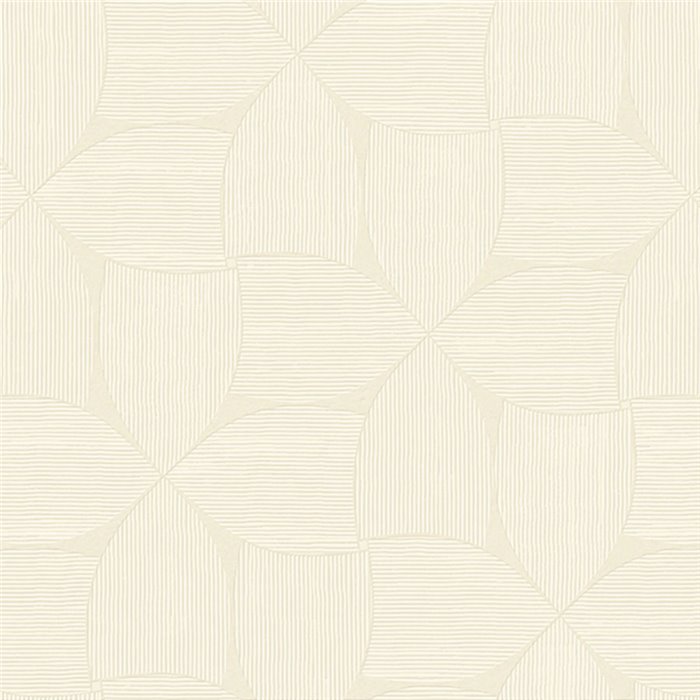 Papel pintado geométrico curvilíneo marfil alta decoración · Casamance Striato 78130100
