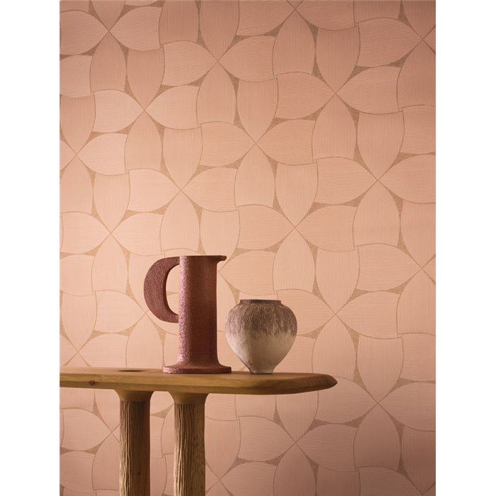 Curved petal geometric wallpaper nude high-end · Casamance Striato 78130406