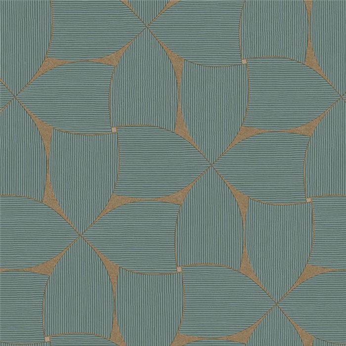 Geometrischer Tapete mit geschwungenen Petalen in Türkis, Relief · Casamance Striato 78130508