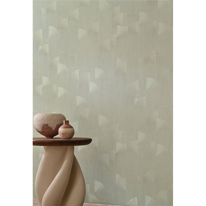 Luxury plaster‑effect arches wallpaper in sage green · Casamance Striato 78141120