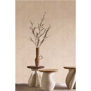 Geometrische Tapete in warmem Beige mit Putzoptik 2