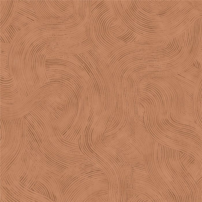 Tapete in Terrakotta mit Putz‑Effekt und feinen Wellenlinien · Casamance Striato 78162548