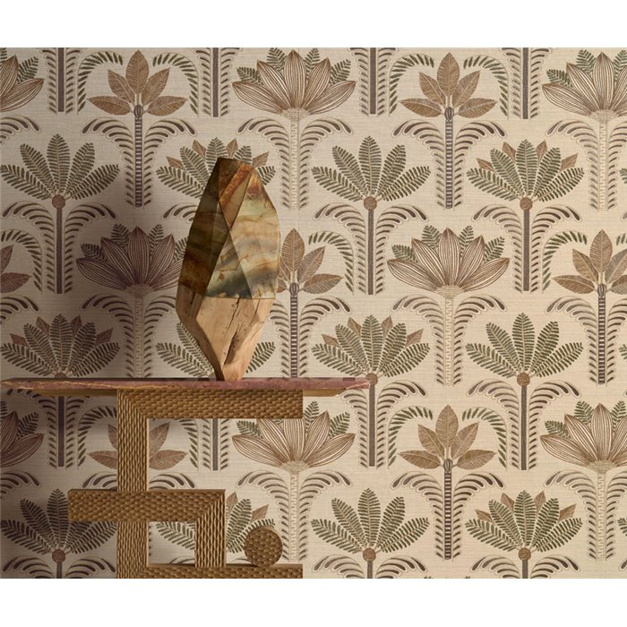 Papel pintado de palmeras efecto sisal moderno · Casamance Racines 78180100