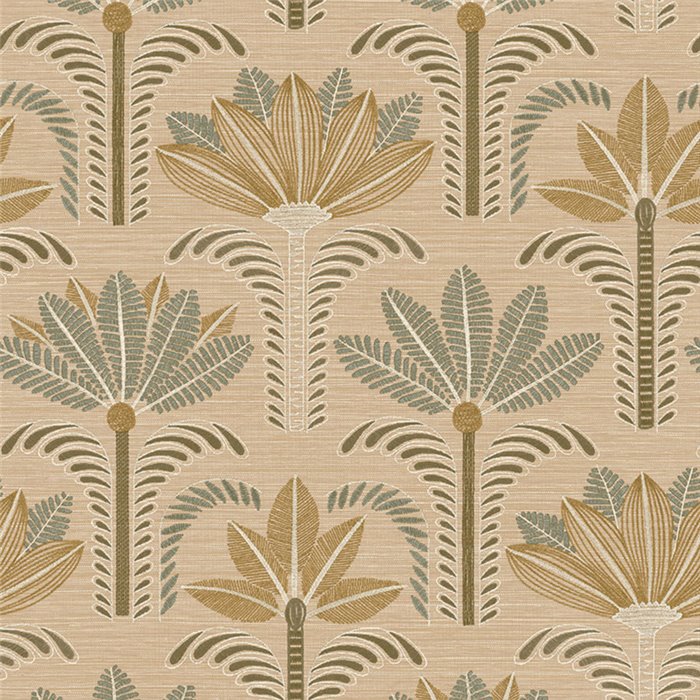 Papel pintado tropical de palmas bordadas · Casamance Racines 78180202