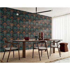 Papel pintado palmeras bordadas efecto sisal 2