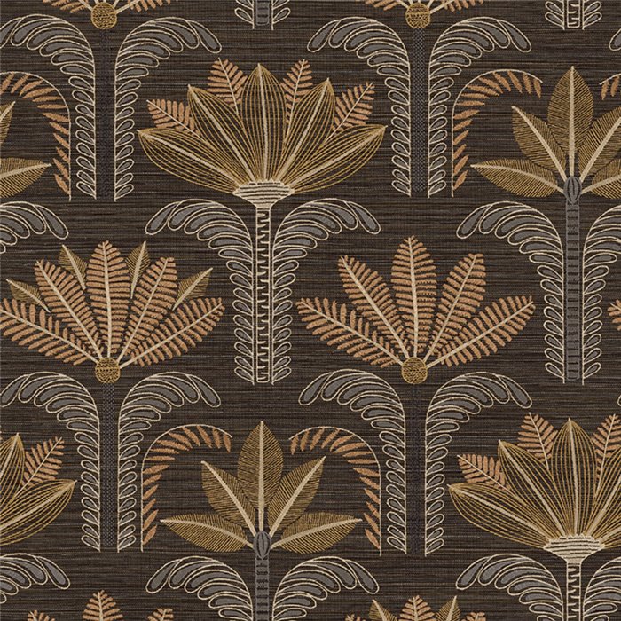 Papier peint palmiers ébène et doré · Casamance Racines 78180406