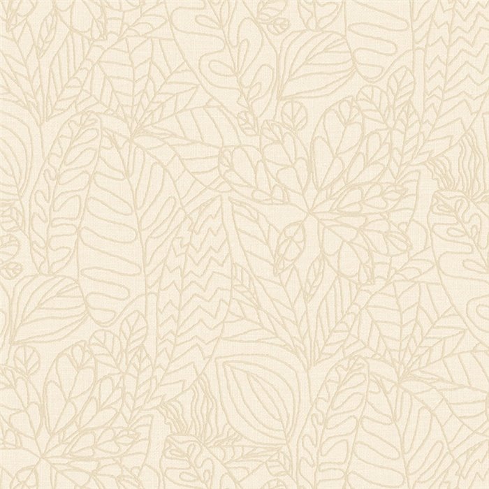 Papel pintado botánico marfil efecto yute · Casamance Racines 78200916