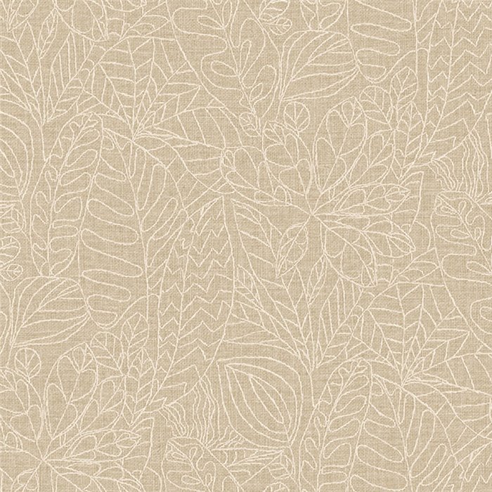 Wallpaper with embroidered leaves and jute effect · Casamance Racines 78201018