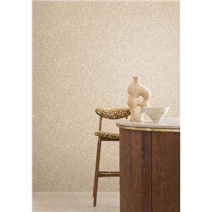Papel pintado hojas bordadas efecto yute 2