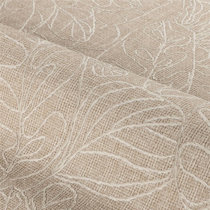Papel pintado hojas bordadas efecto yute · Casamance Racines 78201018
