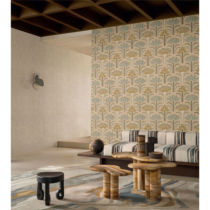 Papel pintado follaje lineal de fibra natural · Casamance Racines 78201120