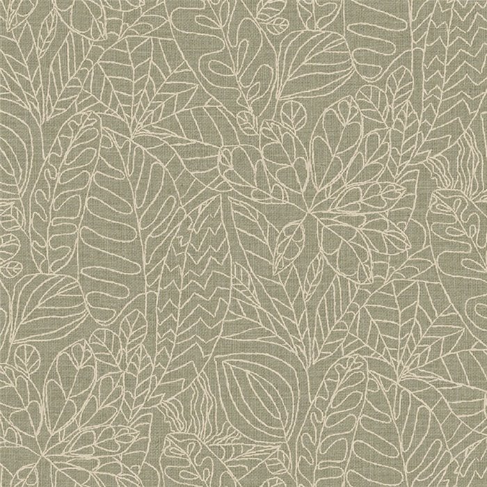 Papel pintado botánico bordado sobre yute · Casamance Racines 78201222