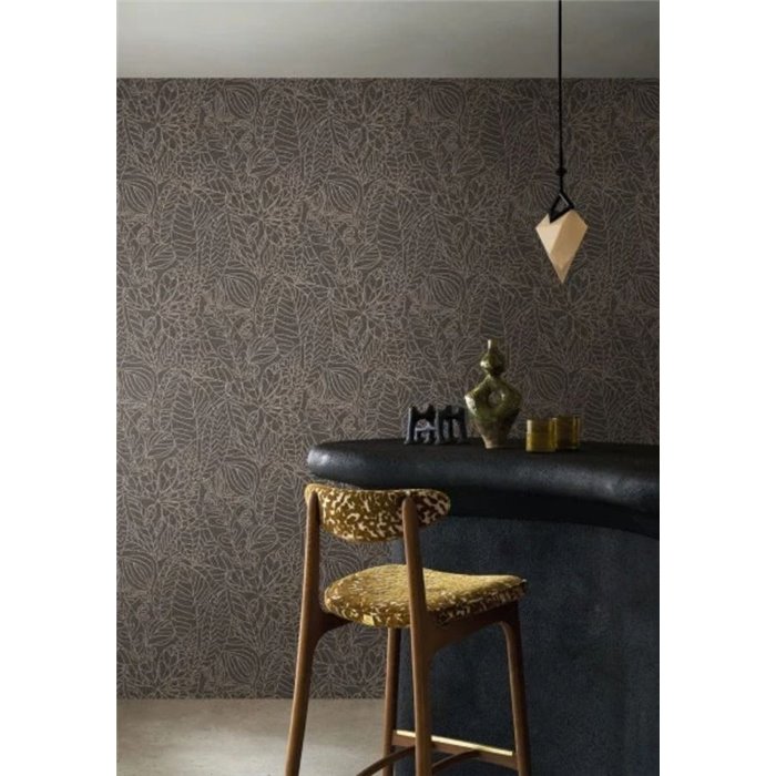 Papel pintado ramas bicolor textura yute · Casamance Racines 78201426