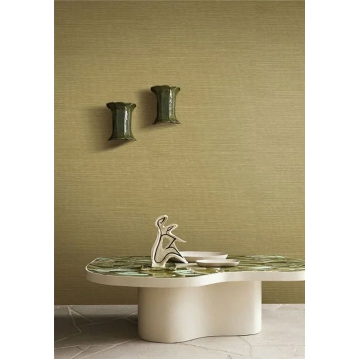 Papel pintado sisal verde efecto fibra vegetal · Casamance Racines 78212854