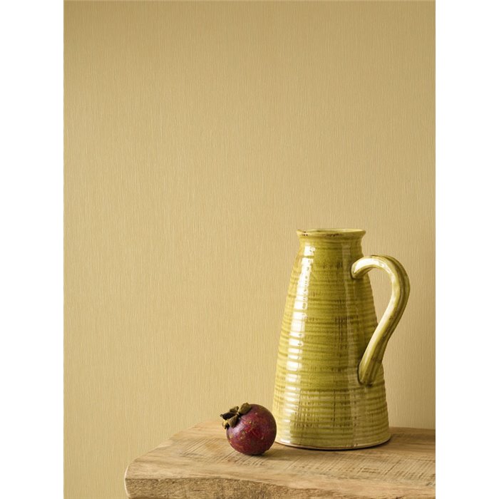 Papier peint jaune aspect textile rayé · Casadeco Hansan 202522909