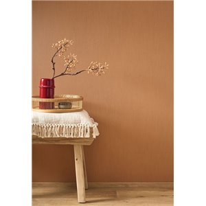 Papel pintado naranja efecto ramio textil 2
