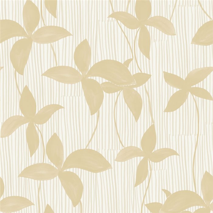Papier peint fleurs et rayures beige contemporain · Caselio Solstice 107901175