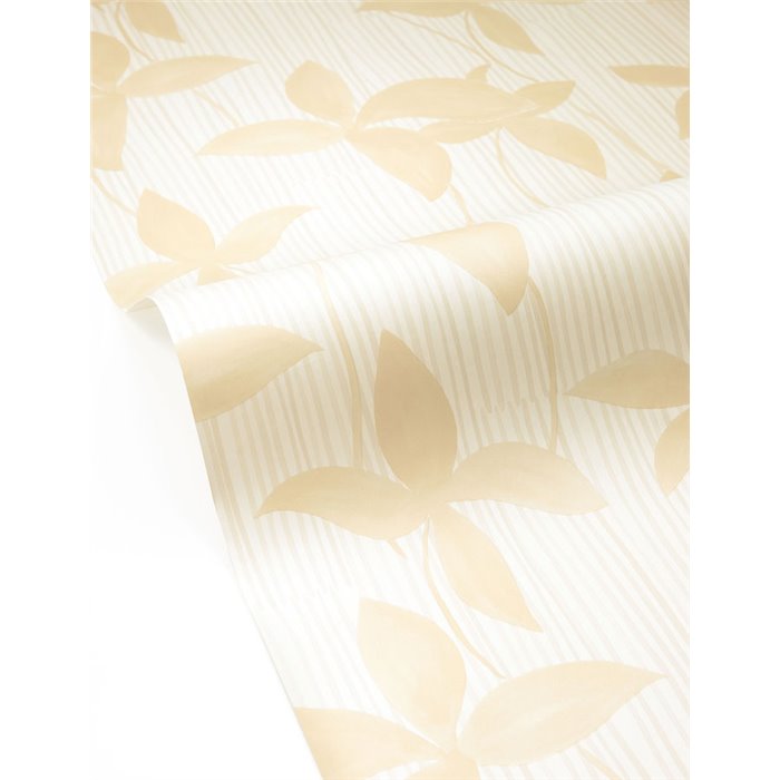 Wallpaper with beige flowers and stripes · Caselio Solstice 107901175