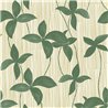 Green wallpaper with flowers and stripes