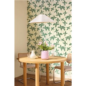 Papel pintado verde de flores y rayas 2